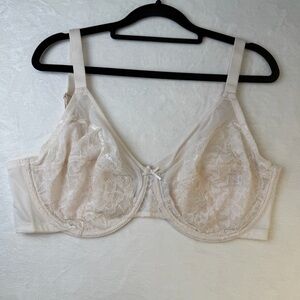 HSIA Lace Underwire Bra 40DD Cream Full Coverage Support Lingerie NWT